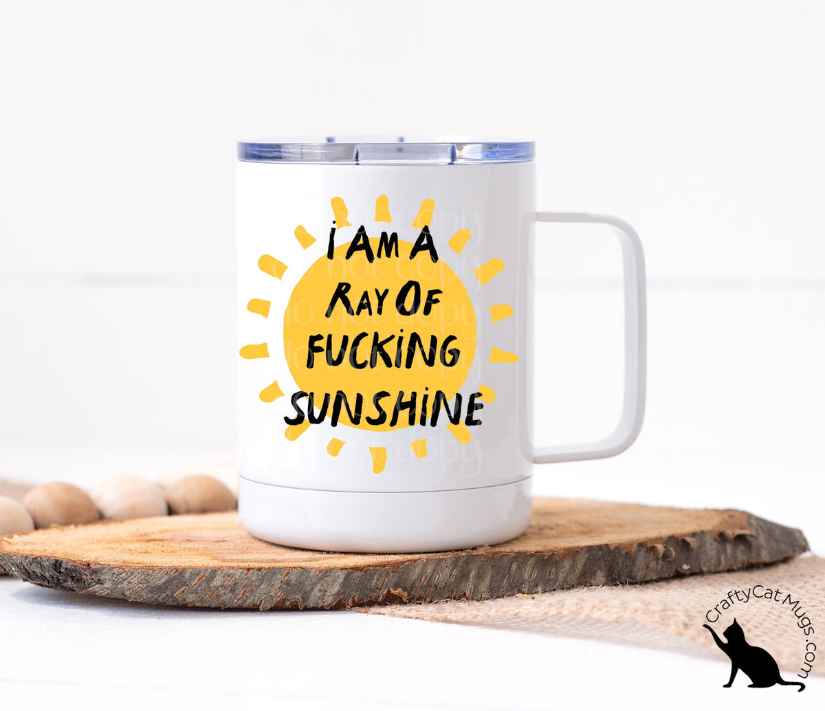 I’m A Ray Of Fucking Sunshine Glass Cup With Wood Lid and Straw, Adult
