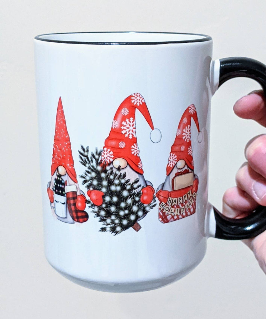 Merry Christmas Gnomes With Mug Pillow Cover – For Coffee's Sake