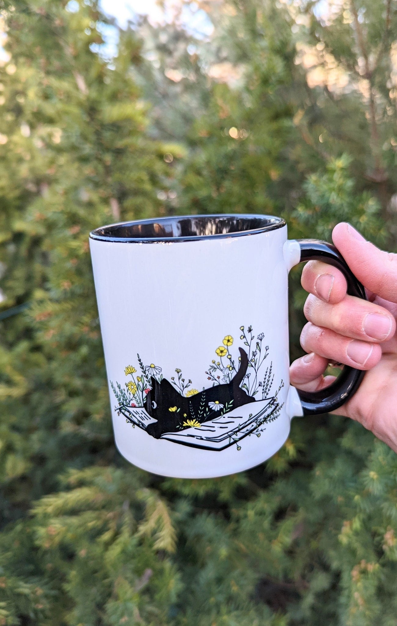 Black Cat on Books Mug