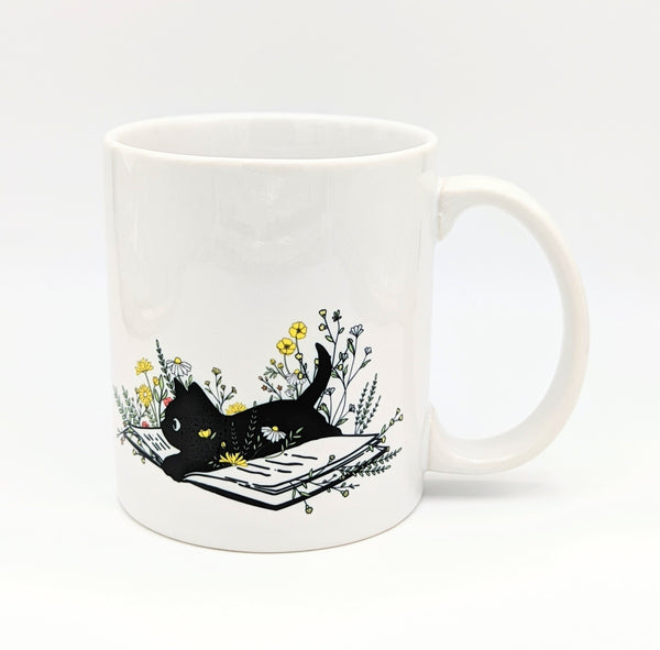 Black Cat on Books Mug