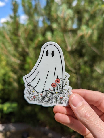 Floral Ghost with Shoes Sticker