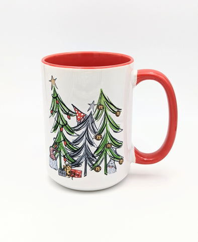 Gnomes in Christmas Tree Sketch Mug