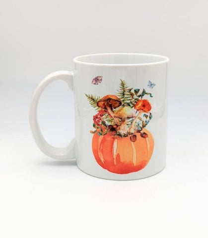 Fall Pumpkin and Mushroom Scene Mug