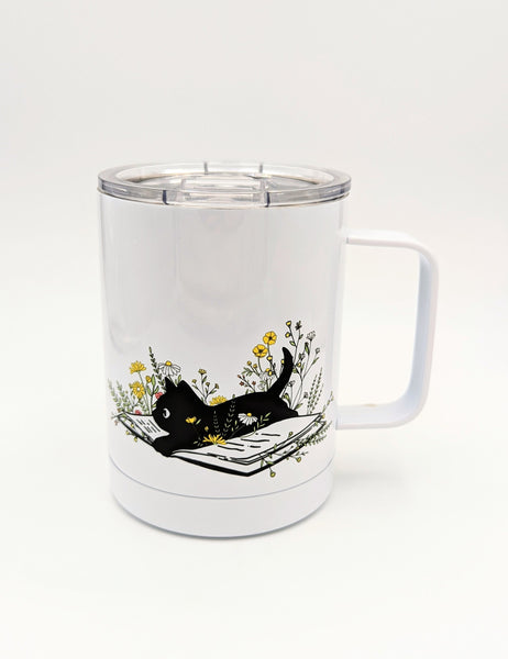 Black Cat on Books Mug