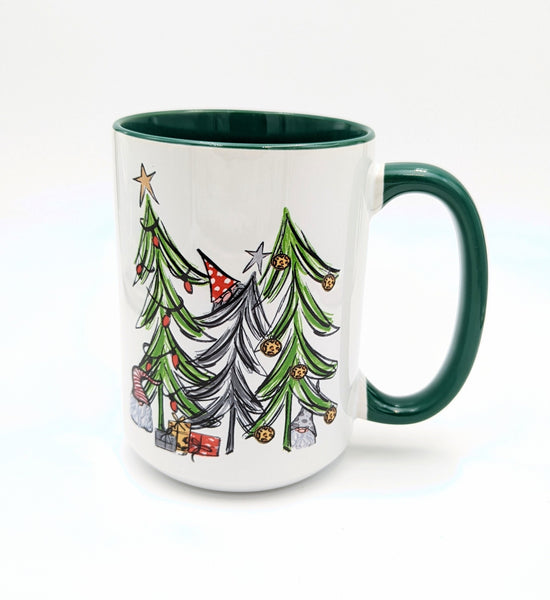 Gnomes in Christmas Tree Sketch Mug