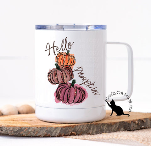 Hello Pumpkin with Stacked Pumpkins Mug
