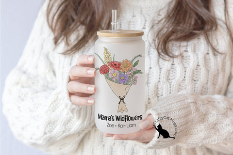 Personalized and Custom Mama's Wildflowers Glass Cup
