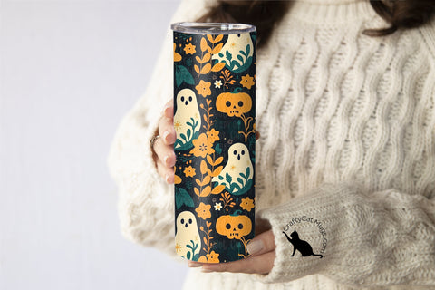 Spooky Ghosts with Pumpkins Tumbler