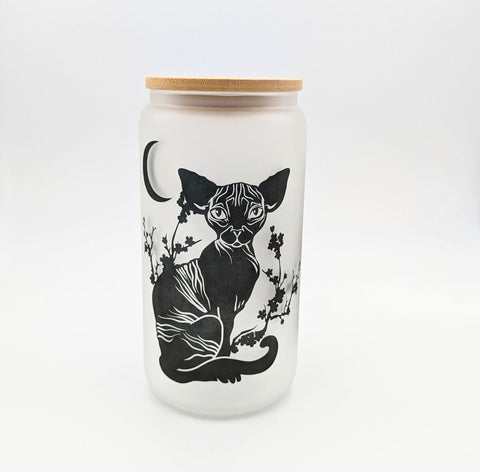 Sphynx Cat Glass Cup