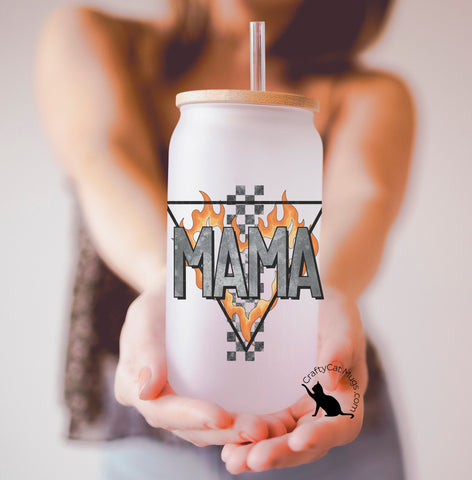 Retro Rock Mama Glass Cup